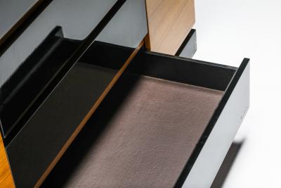 Pierre Cardin Pierre Cardin Black Lacquer and Teak Credenza 1970s
