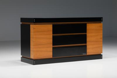 Pierre Cardin Pierre Cardin Black Lacquer and Teak Credenza 1970s