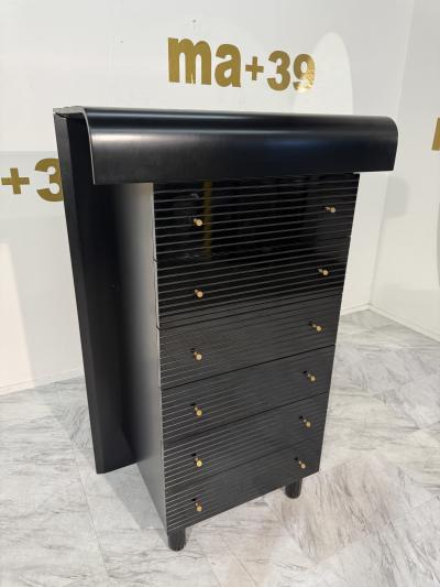 Pierre Cardin Pierre Cardin Black Lacquered Commode with Brass Details