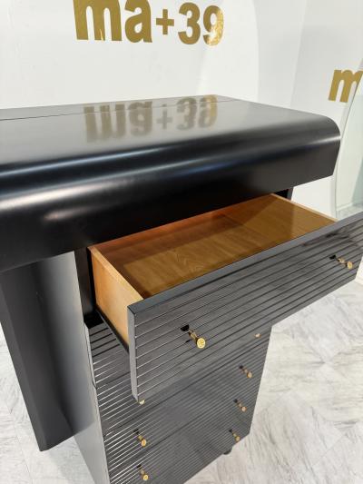 Pierre Cardin Pierre Cardin Black Lacquered Commode with Brass Details