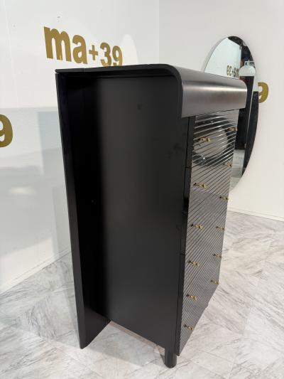 Pierre Cardin Pierre Cardin Black Lacquered Commode with Brass Details