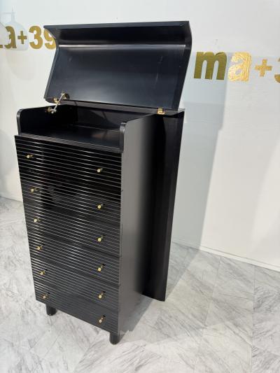 Pierre Cardin Pierre Cardin Black Lacquered Commode with Brass Details