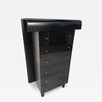 Pierre Cardin Pierre Cardin Black Lacquered Commode with Brass Details