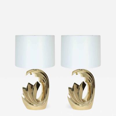 Pierre Cardin Pierre Cardin Brass Tidal Wave Lamps