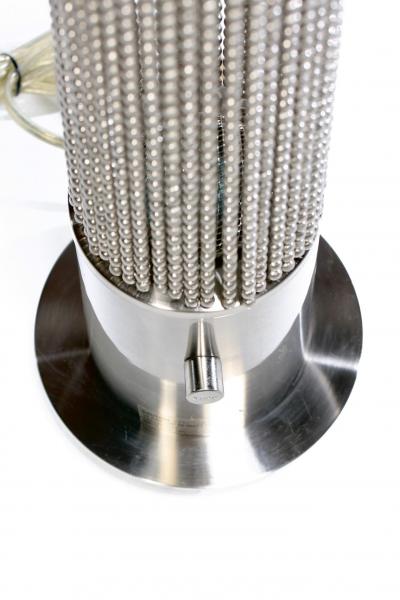 Pierre Cardin Pierre Cardin Cylindrical Stainless Steel Beaded Table Lamp c 1970s