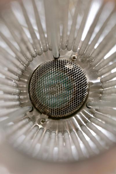 Pierre Cardin Pierre Cardin Cylindrical Stainless Steel Beaded Table Lamp c 1970s