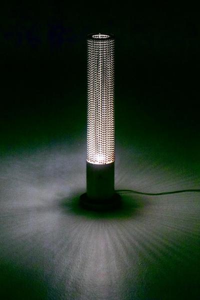 Pierre Cardin Pierre Cardin Cylindrical Stainless Steel Beaded Table Lamp c 1970s