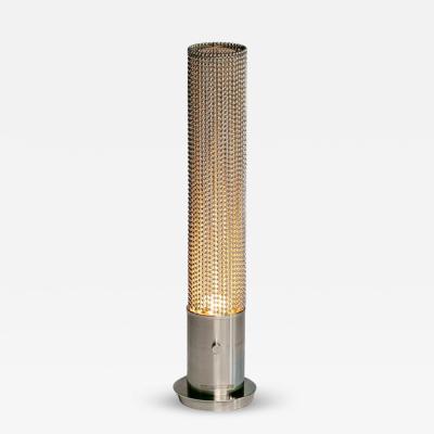 Pierre Cardin Pierre Cardin Cylindrical Stainless Steel Beaded Table Lamp c 1970s