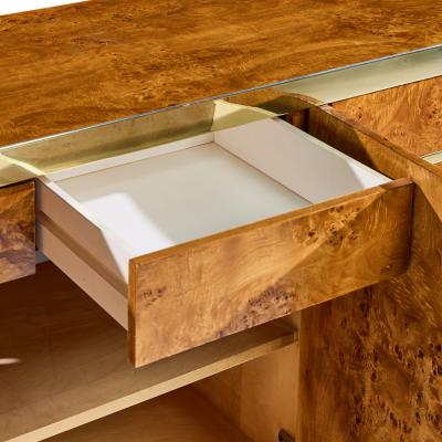 Pierre Cardin Pierre Cardin Mid Century Burlwood and Brass Credenza