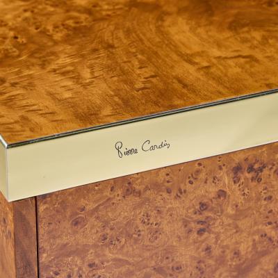 Pierre Cardin Pierre Cardin Mid Century Burlwood and Brass Credenza