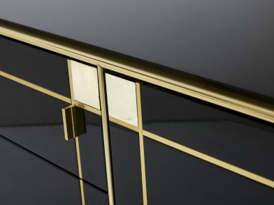 Pierre Cardin Pierre Cardin sideboard brass black lacquered shell inlays 1980s