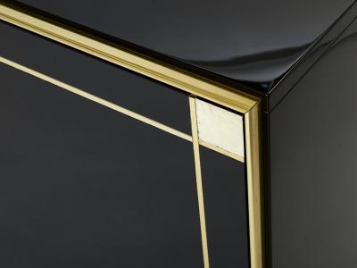 Pierre Cardin Pierre Cardin sideboard brass black lacquered shell inlays 1980s