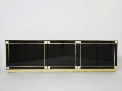 Pierre Cardin Pierre Cardin sideboard brass black lacquered shell inlays 1980s