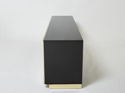 Pierre Cardin Pierre Cardin sideboard brass black lacquered shell inlays 1980s