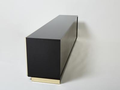 Pierre Cardin Pierre Cardin sideboard brass black lacquered shell inlays 1980s