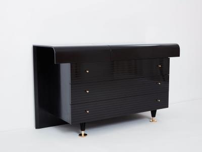 Pierre Cardin Pierre Cardin signed commode black lacquered and brass 1980s