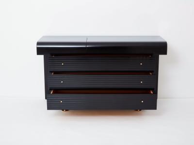 Pierre Cardin Pierre Cardin signed commode black lacquered and brass 1980s