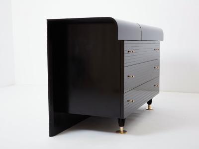 Pierre Cardin Pierre Cardin signed commode black lacquered and brass 1980s