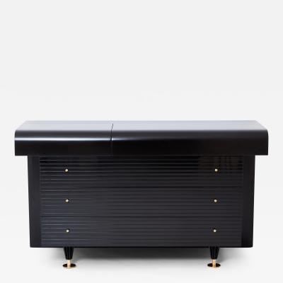 Pierre Cardin Pierre Cardin signed commode black lacquered and brass 1980s