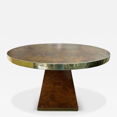 Pierre Cardin Signed Pierre Cardin Burled And Brass Table