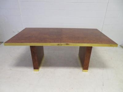 Pierre Cardin Spectacular Pierre Cardin Burled and Brass Dining Table Mid Century Modern