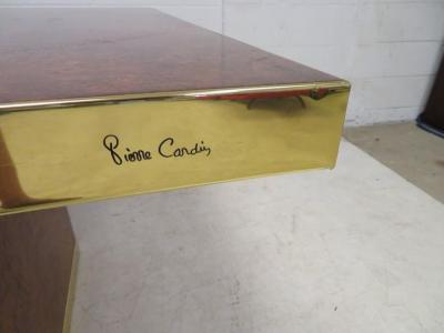 Pierre Cardin Spectacular Pierre Cardin Burled and Brass Dining Table Mid Century Modern