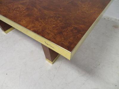 Pierre Cardin Spectacular Pierre Cardin Burled and Brass Dining Table Mid Century Modern