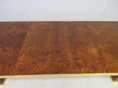 Pierre Cardin Spectacular Pierre Cardin Burled and Brass Dining Table Mid Century Modern