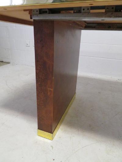 Pierre Cardin Spectacular Pierre Cardin Burled and Brass Dining Table Mid Century Modern