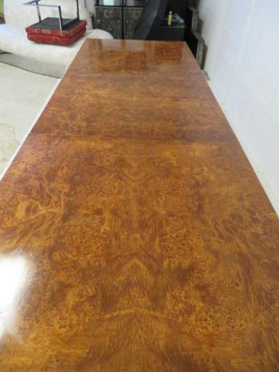 Pierre Cardin Spectacular Pierre Cardin Burled and Brass Dining Table Mid Century Modern