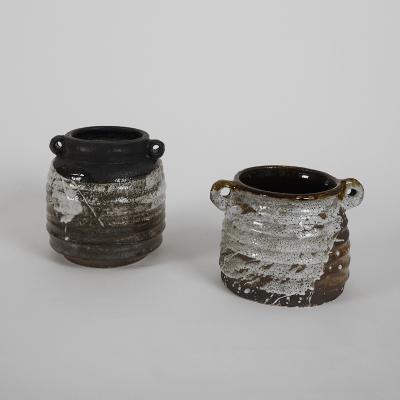 Pierre Casenove PAIR OF GLAZED CERAMIC POTS