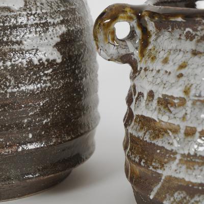 Pierre Casenove PAIR OF GLAZED CERAMIC POTS