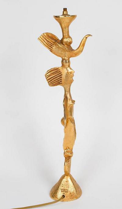 Pierre Casenove WHIMSICAL GILT BRONZE DOVE LAMP BY PIERRE CASENOVE