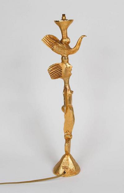 Pierre Casenove WHIMSICAL GILT BRONZE DOVE LAMP BY PIERRE CASENOVE