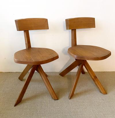 Pierre Chapo PAIR OF PIERRE CHAPO S34 CHAIRS