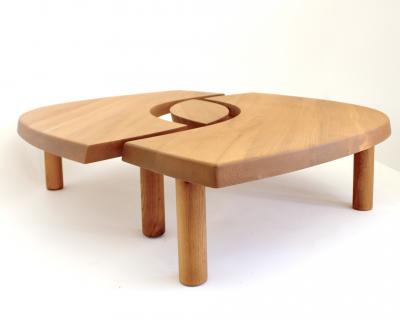 Pierre Chapo PIERRE CHAPO FRENCH ELM WOOD COFFEE TABLE MODEL T22 OFTEN NAMED EYE TABLE