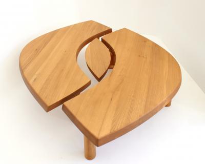 Pierre Chapo PIERRE CHAPO FRENCH ELM WOOD COFFEE TABLE MODEL T22 OFTEN NAMED EYE TABLE