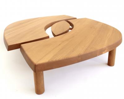 Pierre Chapo PIERRE CHAPO FRENCH ELM WOOD COFFEE TABLE MODEL T22 OFTEN NAMED EYE TABLE