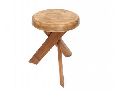 Pierre Chapo PIERRE CHAPO STOOLS TABOURETS PAIR S31 ELM FRANCE C1974 VINTAGE