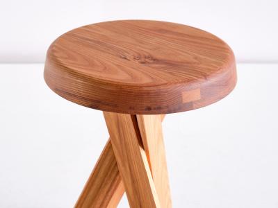 Pierre Chapo Pair of Pierre Chapo S31 Stools in Solid Elm Chapo Creation France