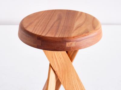 Pierre Chapo Pair of Pierre Chapo S31 Stools in Solid Elm Chapo Creation France