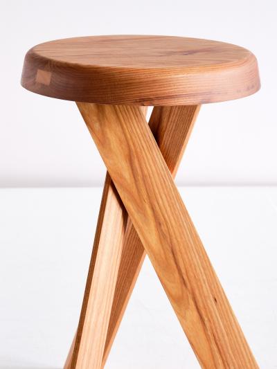 Pierre Chapo Pair of Pierre Chapo S31 Stools in Solid Elm Chapo Creation France