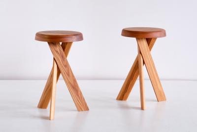 Pierre Chapo Pair of Pierre Chapo S31 Stools in Solid Elm Chapo Creation France
