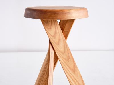 Pierre Chapo Pair of Pierre Chapo S31 Stools in Solid Elm Chapo Creation France