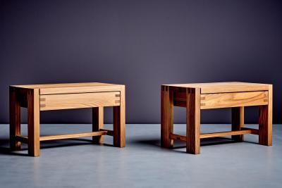 Pierre Chapo Pair of Pierre Chapo T07 Bedside Tables in elm wood by Chapo Creations