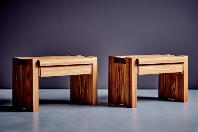 Pierre Chapo Pair of Pierre Chapo T38 Bedside Tables in elm wood by Chapo Creations
