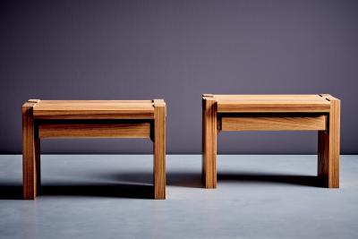 Pierre Chapo Pair of Pierre Chapo T38 Bedside Tables in elm wood by Chapo Creations