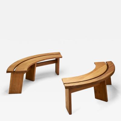 Pierre Chapo Pair of S38A Benches in Solid Elm by Pierre Chapo France 1970s