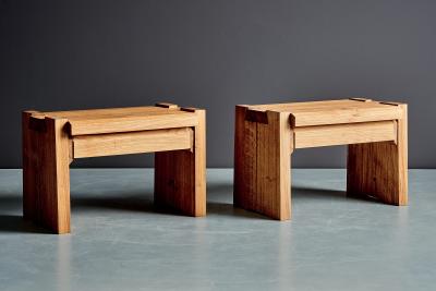 Pierre Chapo Pair of T38 Bedside Tables in oak by Pierre Chapo