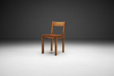 Pierre Chapo Pierre Chapo Model S24 Elm and Leather Chair France ca 1960s
